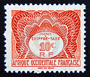 Postage stamp French West Africa, 1947. Chiffre figure number