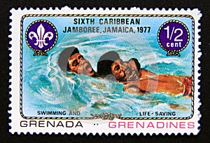 Postage stamp Grenada Grenadines, 1977. Swimming and live saving