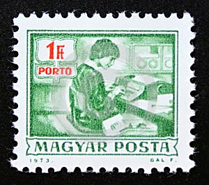 Postage stamp Hungary, 1973, Postage due Keypunch operator