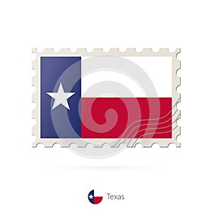 Postage stamp with the image of Texas state flag