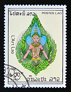 Postage stamp Laos, 1984. Diety art from Laos