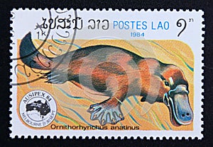 Postage stamp Laos, 1984, Platypus, Ornithorhynchus anatinus