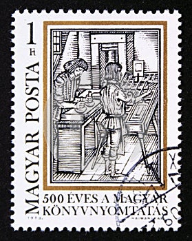 Postage stamp Magyar, Hungary, 1973, Typesetting