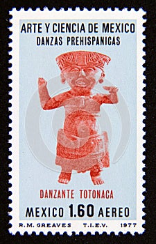 Postage stamp Mexico, 1977. Totonac dancer sculpture