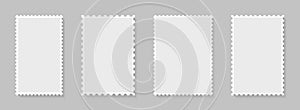 Postage stamp perforated borders. Blank postal frame template for design album, mail, postcard. Vintage postage stamps for
