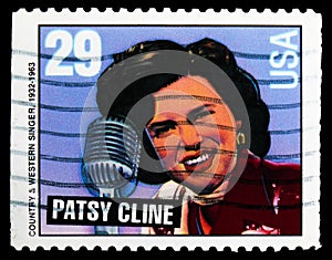 Postage stamp printed in United States shows Patsy Cline, American Music Series serie, circa 1993