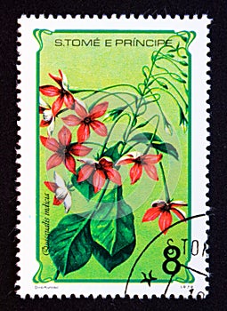 Postage stamp Sao Tome and Principe, 1979. Quisqualis Indicia orchid Flower