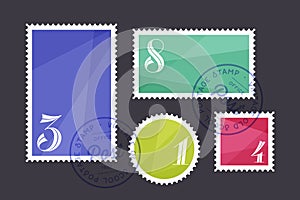 Postage stamp. Set of postage stamp, collection square, circle
