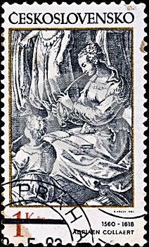 Postage stamp shows engraving of Adriaen Collaert