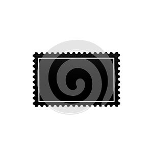 Postage Stamp Silhouette Isolated on White Background