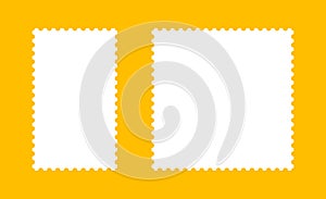 Postage stamp template frames set. Empty borders, backdrops for letters, postcards. Blank circle, rectangular vintage