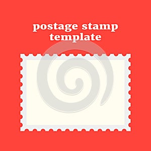 Postage stamp template on red background