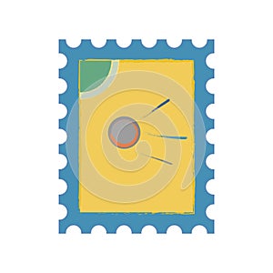 Postage stamp vector eps10. Postage stamp icon sign. postage stamp with the first Earth satellite.