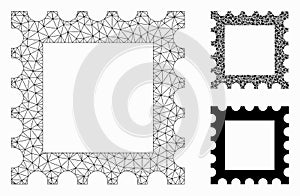 Postage Stamp Vector Mesh 2D Model and Triangle Mosaic Icon