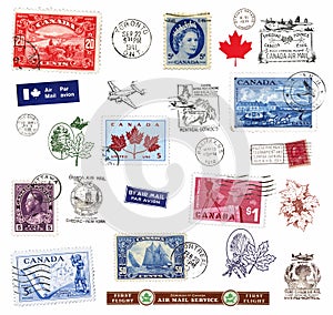 Postage stamps and labels from Canada