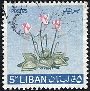 Stamp printed in the Liban. Stamp printed by Liban.