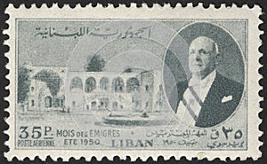 Stamp printed in the Liban. Stamp printed by Liban.