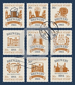 Postage stamps on the theme of beer and brewery