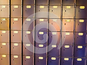 Postal boxes with sun reflection