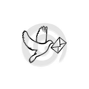 Postal dove, pigeon, vector