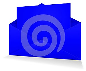 Postal envelope blank template blue for presentation layouts and design. 3D rendering
