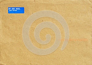 Postal envelope made of light brown recycled paper