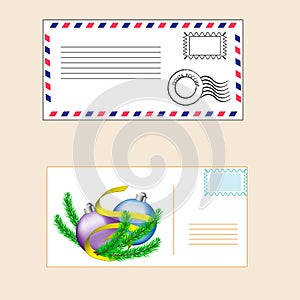 Postal envelope with a stamp