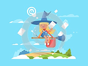 Postal fairy on a broom