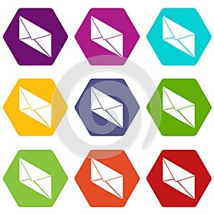 Postal letter icons set 9 vector