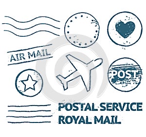 Postal mail stamp set