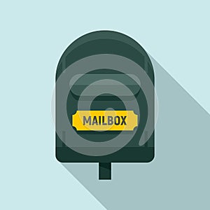 Postal mailbox icon, flat style