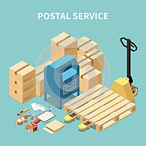 Cardboard Boxes Isometric Composition