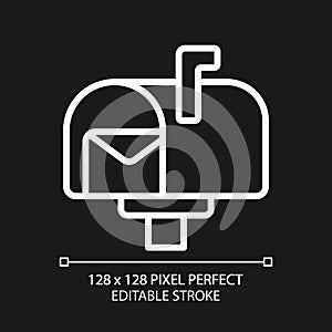 Postal service pixel perfect white linear icon for dark theme