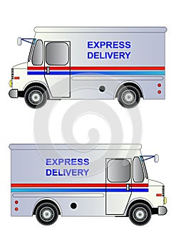 Postal service truck, isolated, vector illustration