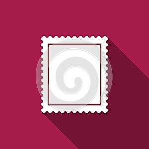 Postal stamp icon isolated with long shadow