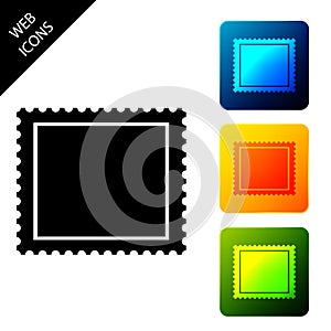 Postal stamp icon isolated. Set icons colorful square buttons