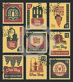 Postal stamps on theme of wine