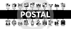 Postal Transportation Company Minimal Infographic Banner Vector