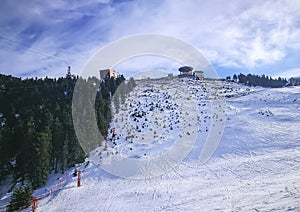 Postavaru Peak in winter , Carpathian Mountains , Romania