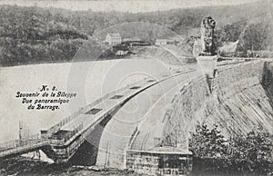 Postcard from 1906 showing theGileppe Dam French Barrage de la Gileppe