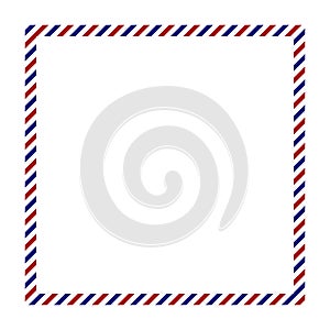 Postcard blue red icon, vector postal frame