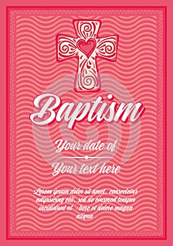 Postcard Christian baptism. Invitation congratulation certificate
