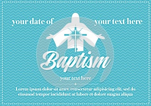 Postcard Christian baptism. Invitation congratulation certificate