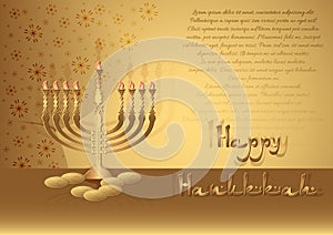 Postcard for congratulations with Festival of Lights Hanukkah