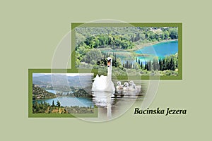 Postcard design for the lovely Bacina lakes near Ploce in Croatia