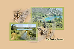 Postcard design for the lovely Bacina lakes near Ploce in Croatia