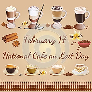 Postcard 17 February National Cafe au Lait Day photo