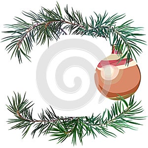 Postcard with fir tree for Christmas