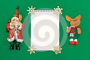 Postcard Happy New Year Flat lay composition with scroll and Christmas decor