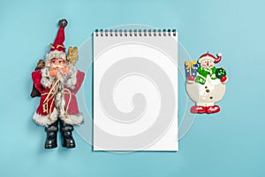 Postcard Happy New Year Flat lay composition with scroll and Christmas decor